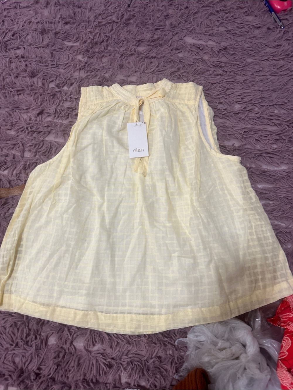 Elan Girls' Light Yellow Sleeveless Tie-Neck Top